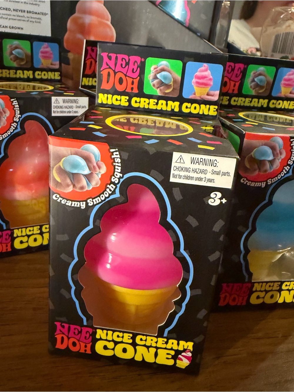 Nee Doh Nice Cream Cone Pink & Yellow Squishy